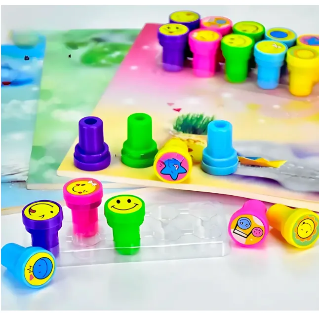 [art craft - accessories-50546] Smiley Stamps for Kids / Creative Craft Birthday Return Gift Educational Set, Inspirational, Self-Inking, Emoji Stamp for Kids, Unisex Crafting Fun (Set of 10)