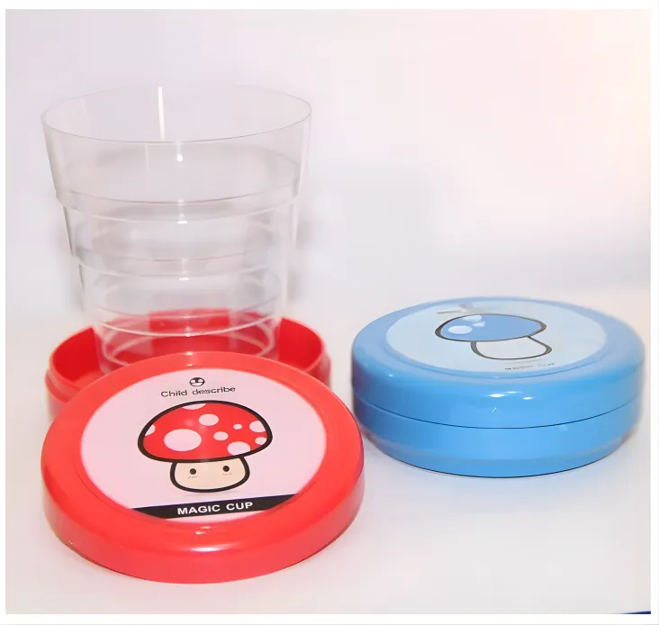 [school essentials - quirky stationary-50643] Magic Cup for Kids – Set of 2 Folding Glass Cup, Collapsible Mug for Picnic, Travel, Outdoor, Plastic Tumbler - Assorted Color (2)