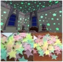 Glow in The Dark Wall Stickers – Removable Fluorescent Stars with Big Moon Luminous Wallpaper for Bedroom & Home Decoration (Set of 5)