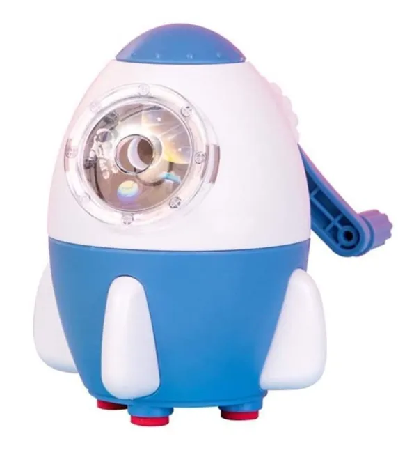 [school essentials - quirky stationary-53165] Rocket Pencil Sharpener Handheld Space Theme Boys Girls Trendy Stationery Table Pencil Sharpener Hand Driver Roller Mechanical Color Pencil Sharpener for Kids (Pack of 1, Multicolor)