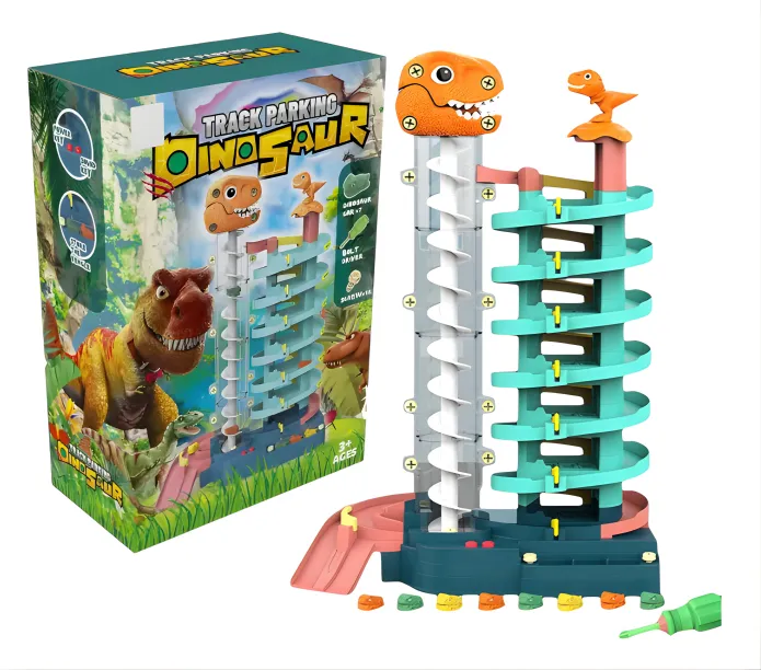 [toys  games - fun games and toys-54814] Dinosaur Toy Car Ramp Set - Race Track Garage Playset with Mini Cars & Animal Figures for Kids Aged 3-6 - Gift for Boys Kids Ages 3 to 6 Years Old