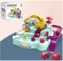 Engineering Truck Adventure Track Toy for Kids - Mechanical Car Track Playset with Crane, Helicopter & 2 Cartoon Vehicles, Educational Toy for 3+ Years Boys & Girls