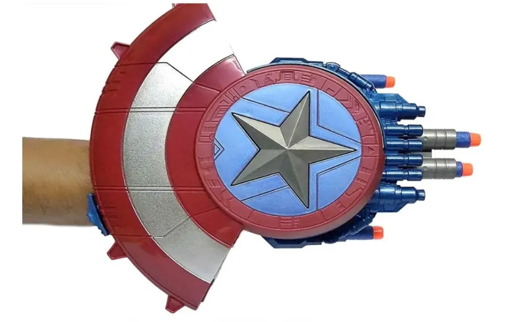 [toys  games - bubbles and guns-56851] Kids Shield Gun Toys Civil War Like Blaster Reveal Shield Toy and Bullet Blaster for Boys and Girls (Multicolor)