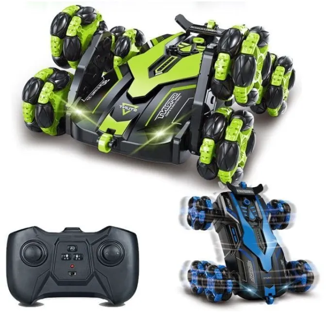[toys  games - remote control toys-57045] Laser 6 Wheel Remote Control Laser Stunt Car Telescopic RC Truck Double Sided with 360° Rotating Twisting Car Toy for Kids, Multicolor