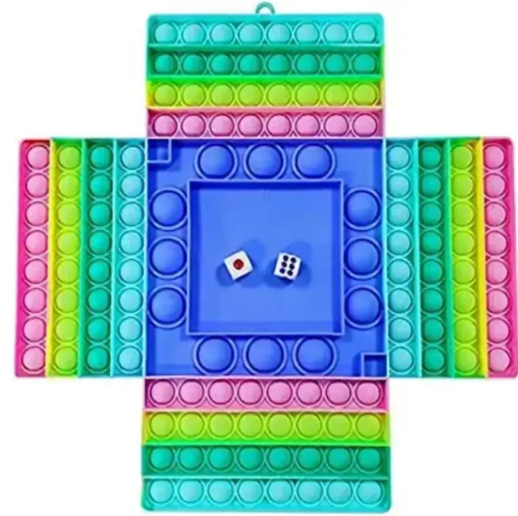 [toys  games - fun games and toys-57142] Big Size Pop Game Fidget Toy Silicone Bubble Rainbow Chess Board Push Popping Sensory Toys for Kids, Jumbo Stress Anxiety Relief Toy Play with Friends- Multi Color (Pop It Game)