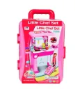 Little Laughs Little Chef 2 in 1 Kitchen Play Set, Pretend Play Trolly Kitchen Kit for Kids with Suitcase Trolley Carrycase with Sound - Accessories Included
