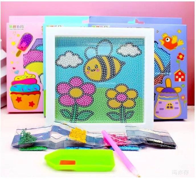 [art craft - art paint kits-59373] Diamond Painting Kits Frame Diamond Arts and Crafts for Kids Art and Craft Kit for Girls 9-12 Best Gift for Girls Craft Kit Return Gifts Toys for Kids-Multi Design
