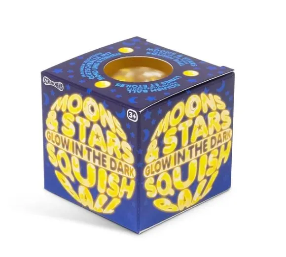 [toys  games - squishy - fidgets - balls-59955] Moons & Stars Glow-in-The-Dark Squishy Ball Slime | Soft Stress Relief Slime Toy for Kids & Adults | Glowing Squeeze Ball for Anxiety, Sensory & Relaxing Play