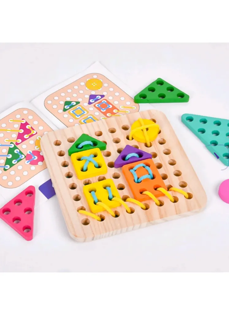 [toys  games - learning toys-62089] Wooden Lacing Toy,Educational Threading Activity Puzzles,Learning Fine Motor Skill Travel Children's Educational | Gift for Toddlers