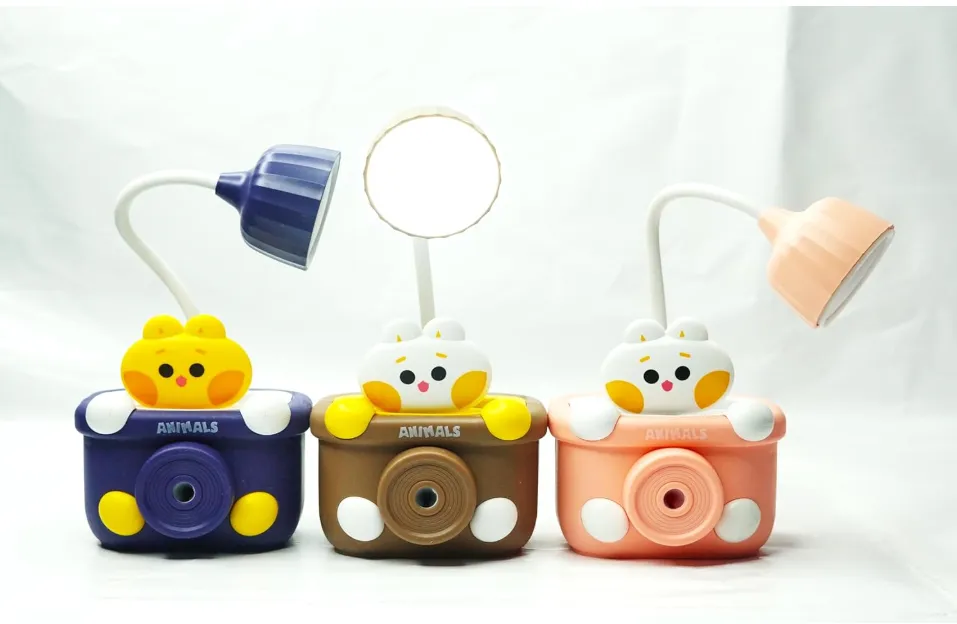 3 in 1 Night Lamp USB Chargeable Light for Bedroom, Night Lamp for Kids with Pencil Sharpener & Pen Holder Stand Girls & Boys, Plastic Design for Child's Room