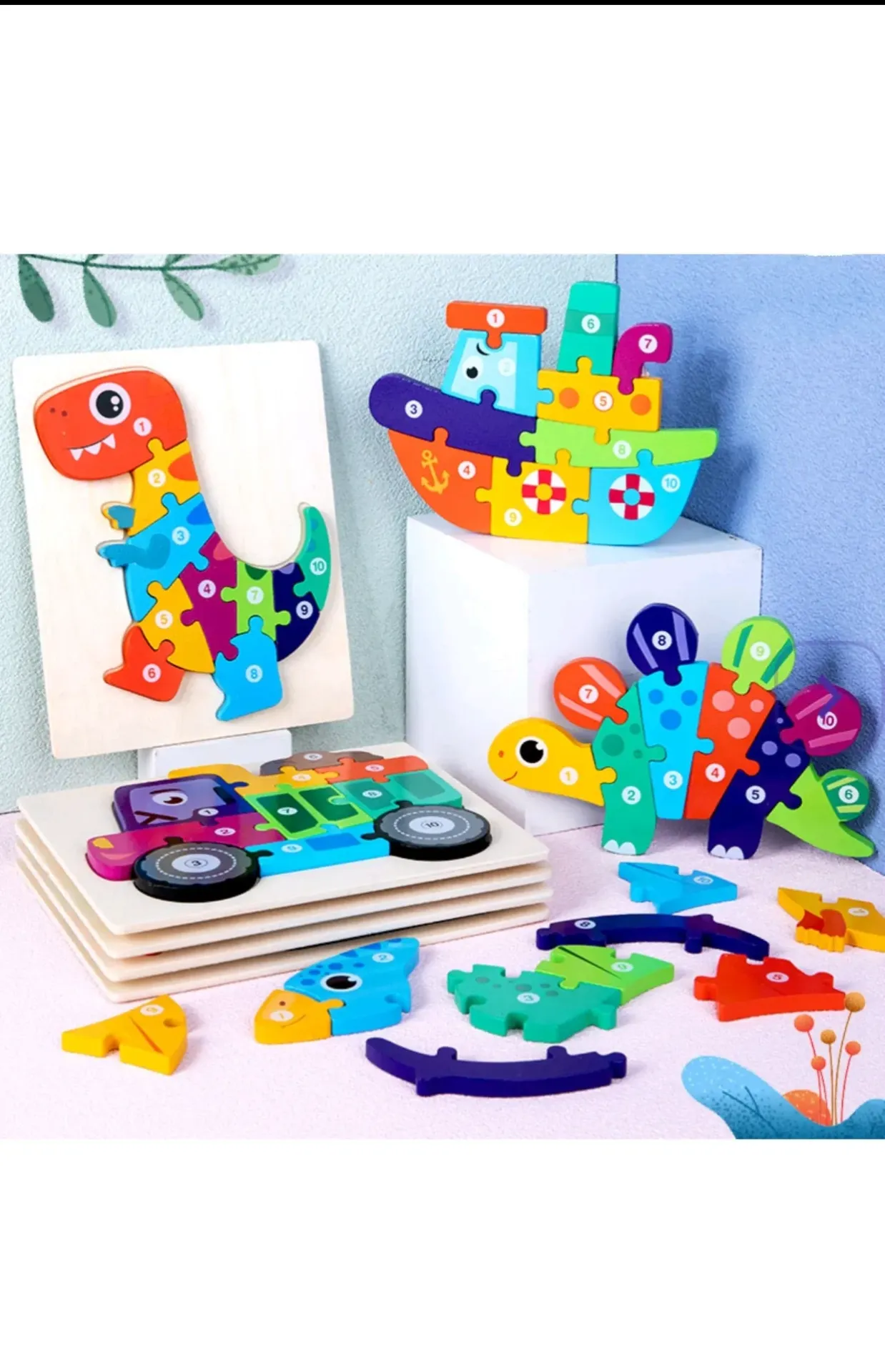 [toys  games - puzzles and blocks-65581] Wooden Board with Numbers Knob Puzzle