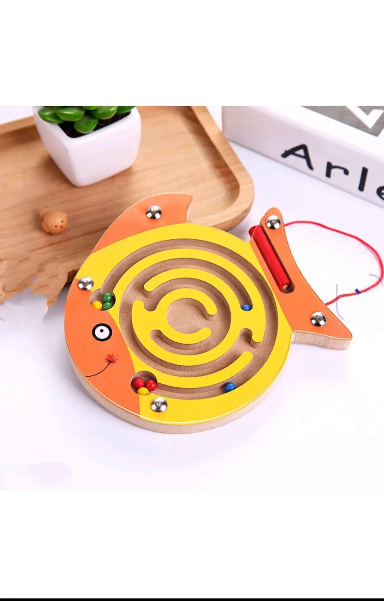 [toys  games - puzzles and blocks-65678] Shaped Wooden Maze Puzzle | Magnetic Sorting Game for Kids | Wooden Puzzle for Hand-Eye Coordination & Focus | Educational Floor Puzzle for Kids Ages 2+