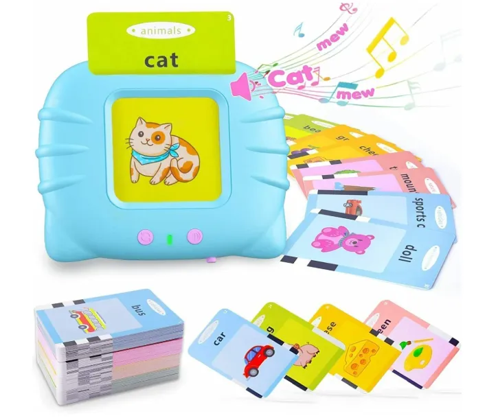 [toys  games - learning toys-66842] Montessori Talking Flash Cards for Kids 2-5 Years | Rechargeable Educational Learning Toy for Toddlers | Cognitive Language Skills Builder for Boys & Girls | Sound Flashcard Device for Babies