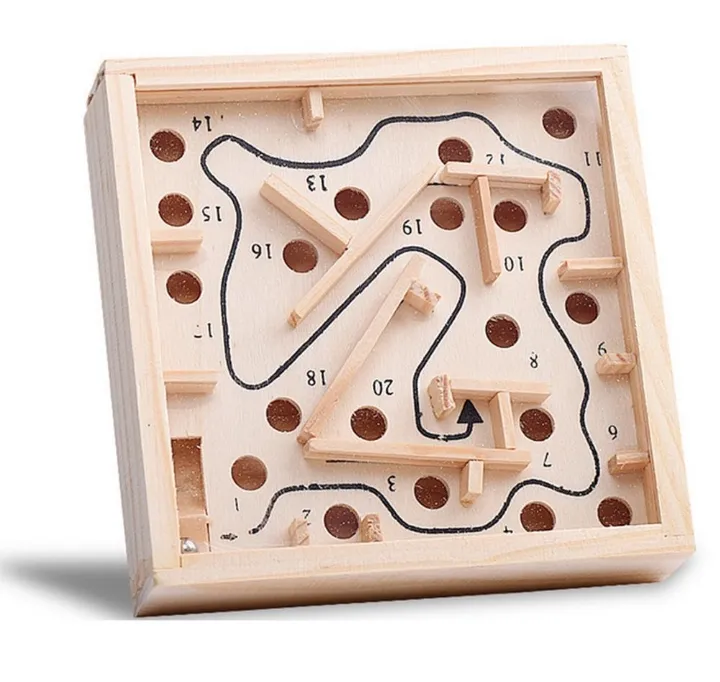 [toys  games - puzzles and blocks-72953] Labyrinth Wooden Maze Puzzle Game for Kids and Adults | Skill Toy for Focus and Patience | Hand-Eye Coordination Game | Compact Travel Board | Brain Development Gift for Ages 6+