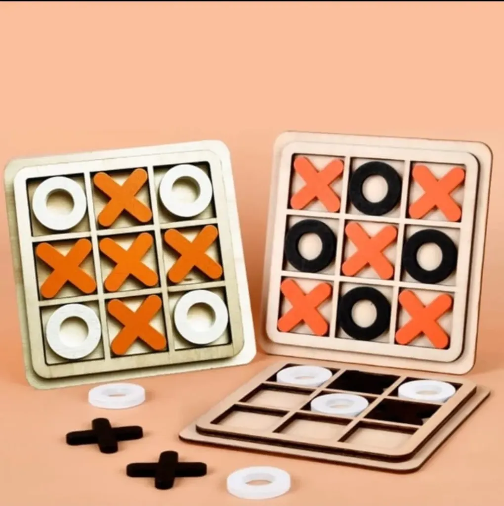 Tic Tac Toe Board Game – Classic Family Puzzle and Brain Teaser for Kids and Adults, (Set of 2)