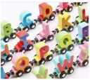 Stylish 26 Alphabets Wooden Magnetic Train Toys Alphabet ABCD Letters for Toddlers Includes 1 Engine Train for Educational Toys Best Gift Your Kids