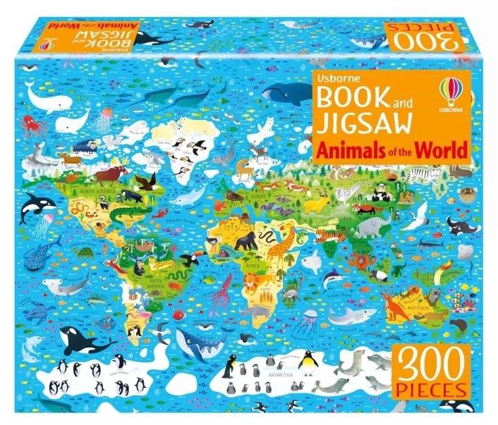 [books - learning kits - learning books-74214] Usborne Book and Jigsaw Animals of the World
